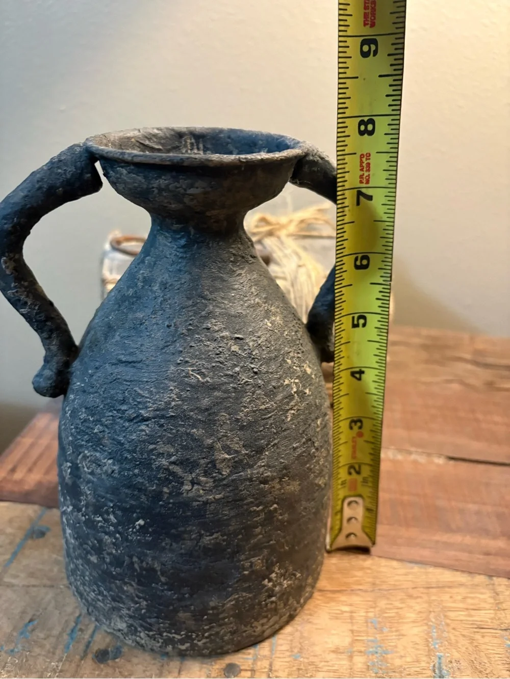 Hand Crafted Black Textured Two-Handled Vase